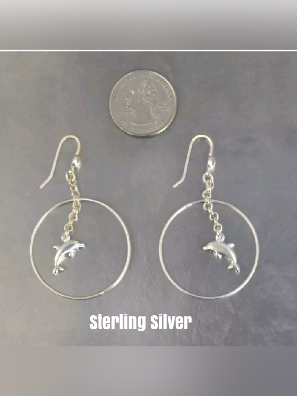 Sterling Dolphin Hoop dangle earrings